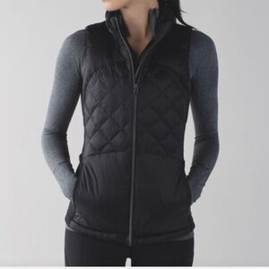 Lululemon Down Black Quilted Vest  Size 6 Pockets Running